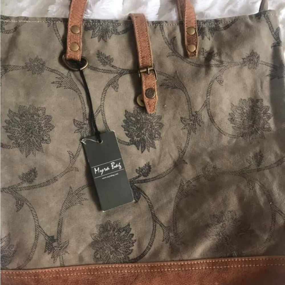 New Myra Bag Floral Tote with Brown Accents